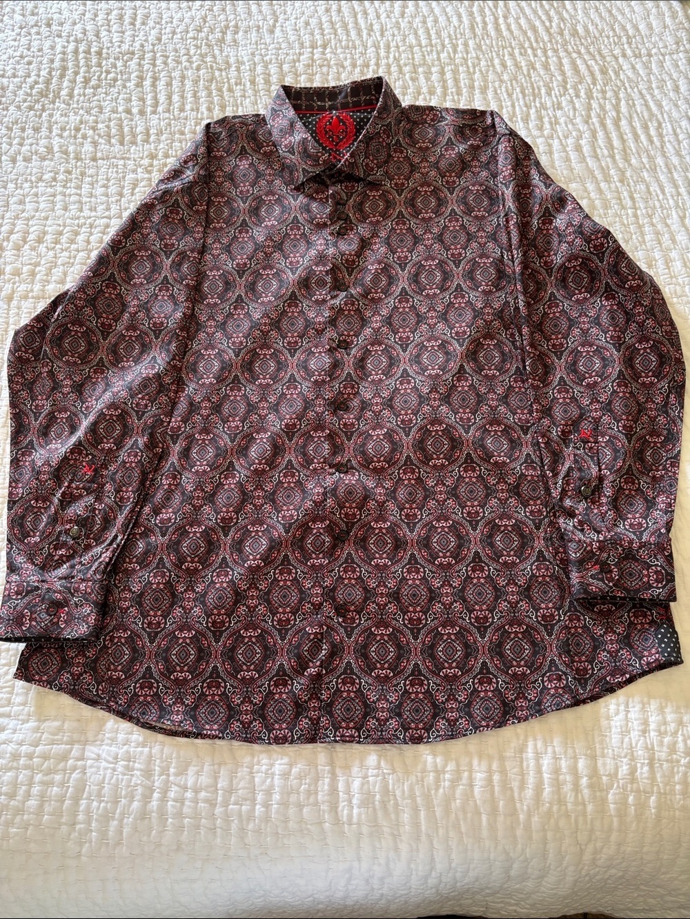 Au Noir Men's Long-Sleeve Patterned Shirt Rare Print BNWOT 7